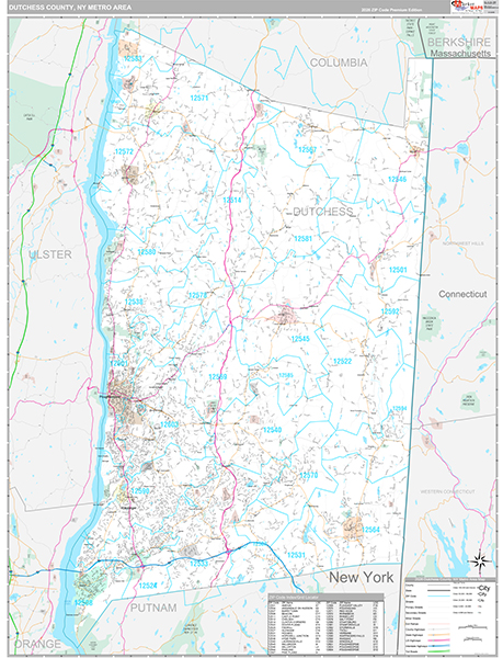 Dutchess County, NY Metro Area Wall Map